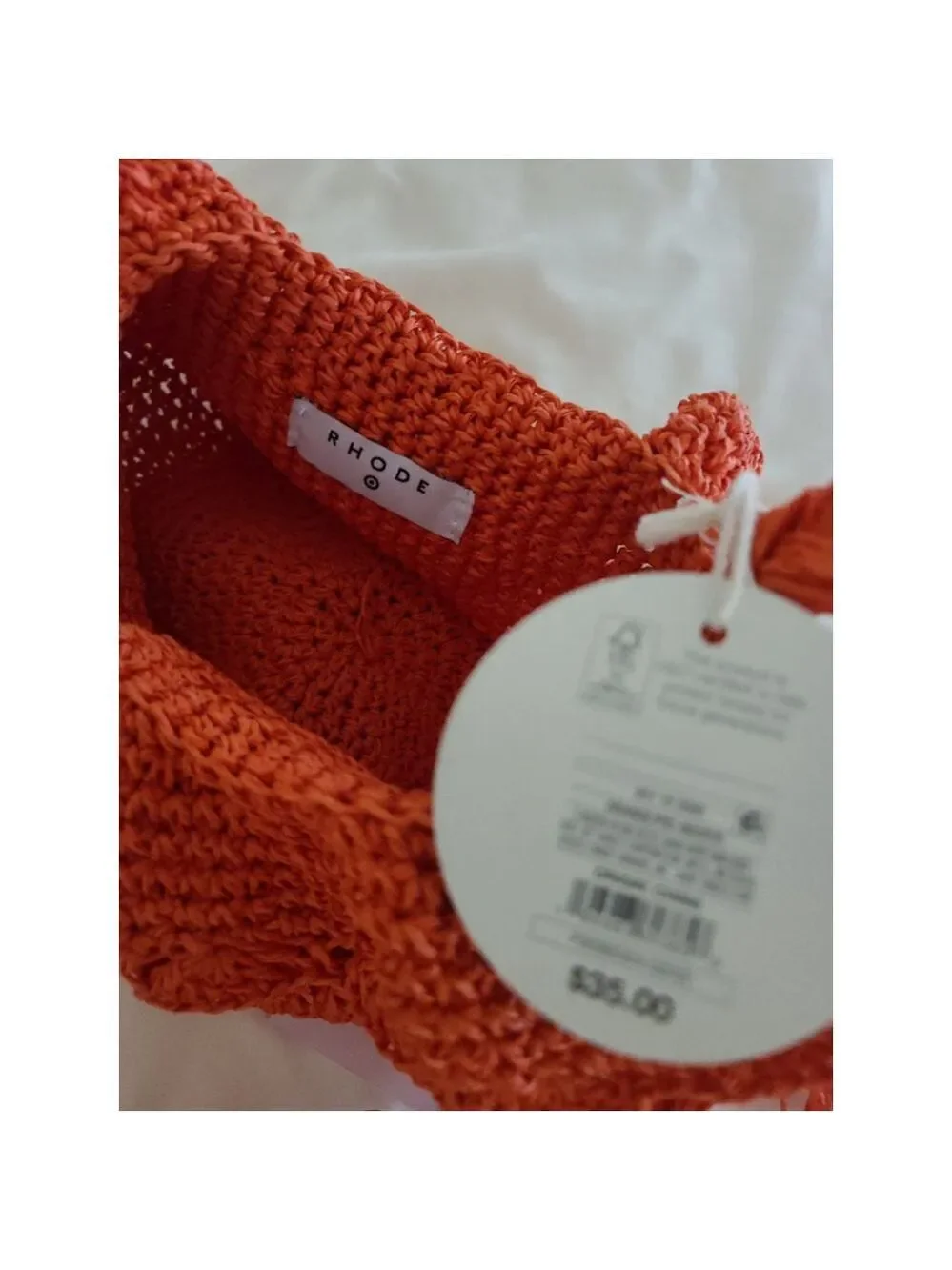 RHODE x Target New Crochet Bucket Bag Dark Orange Boho Ruffle